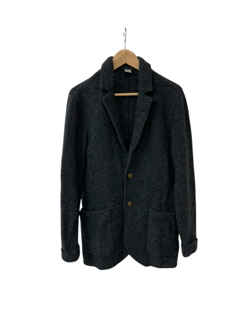 Eleventy Sweater Mens Blue Wool Collar Cardigan Italy Buttons pockets M